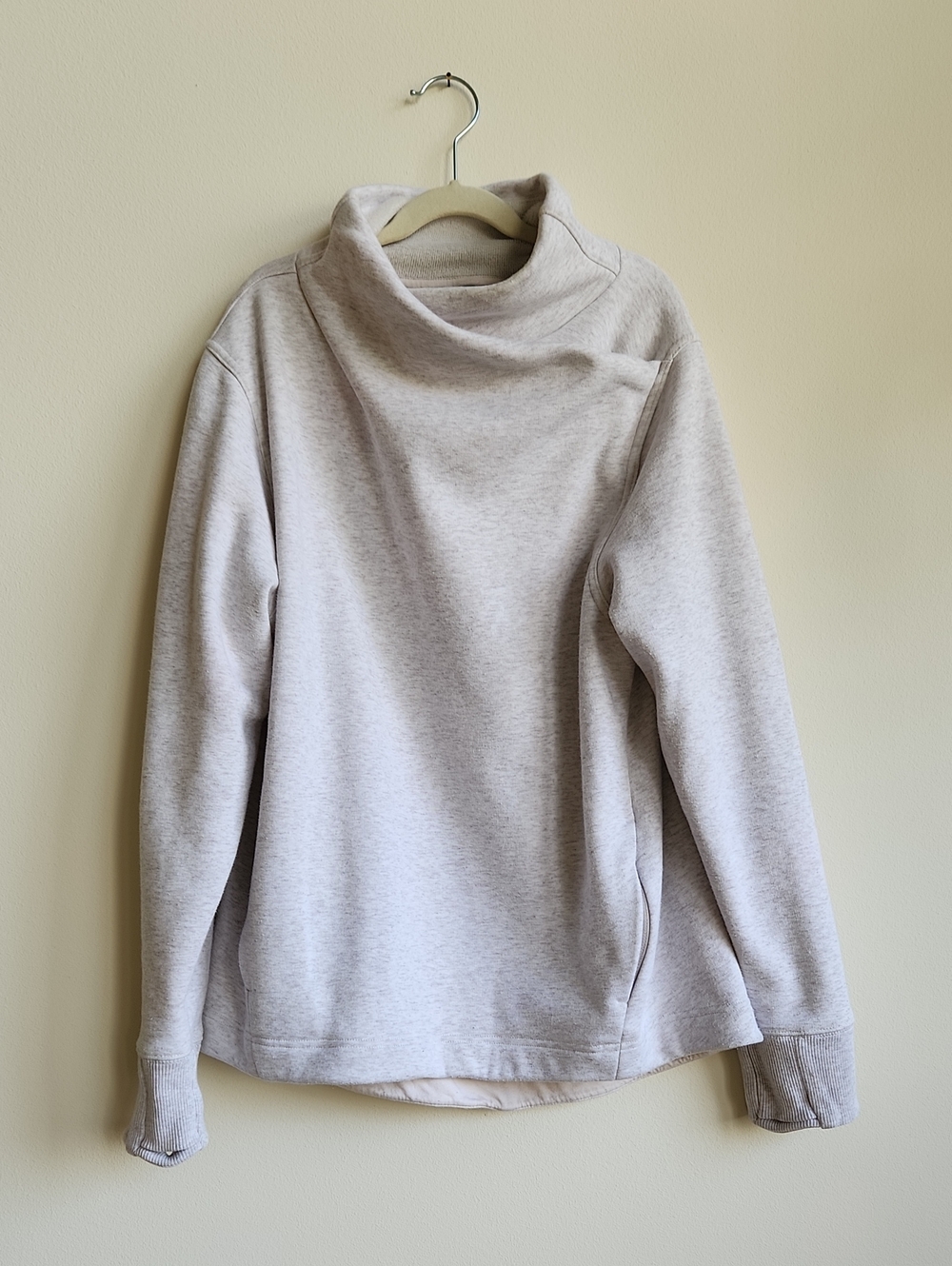 Athleta Heather Beige Cowl Neck Pullover